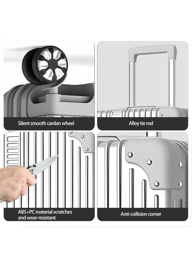 ويمارت مجموعة أمتعة، 4 قطع (14/20/24/28)" حقائب سفر بعجلات عالمية PC+ABS أمتعة صلبة متينة سعر مخفض (رمادي فضي، 4 قطع (14/20/24/28)) - Image 4